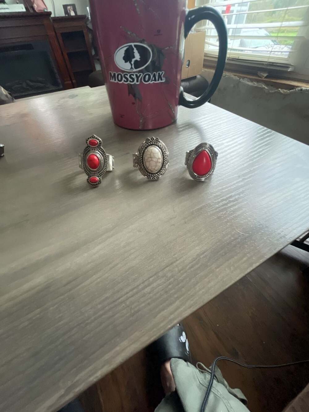 Paparazzi Red And White Stone Silver Stretch Ring Lot of 3